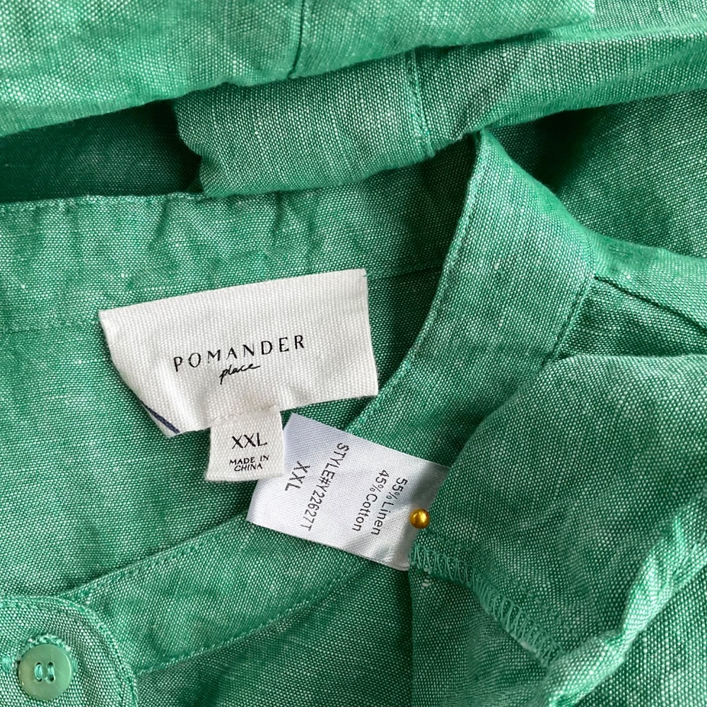 Pomander Place Linen Dress Maxi Long Sleeve Green Tuckernuck (XXL) - Picture 6 of 9